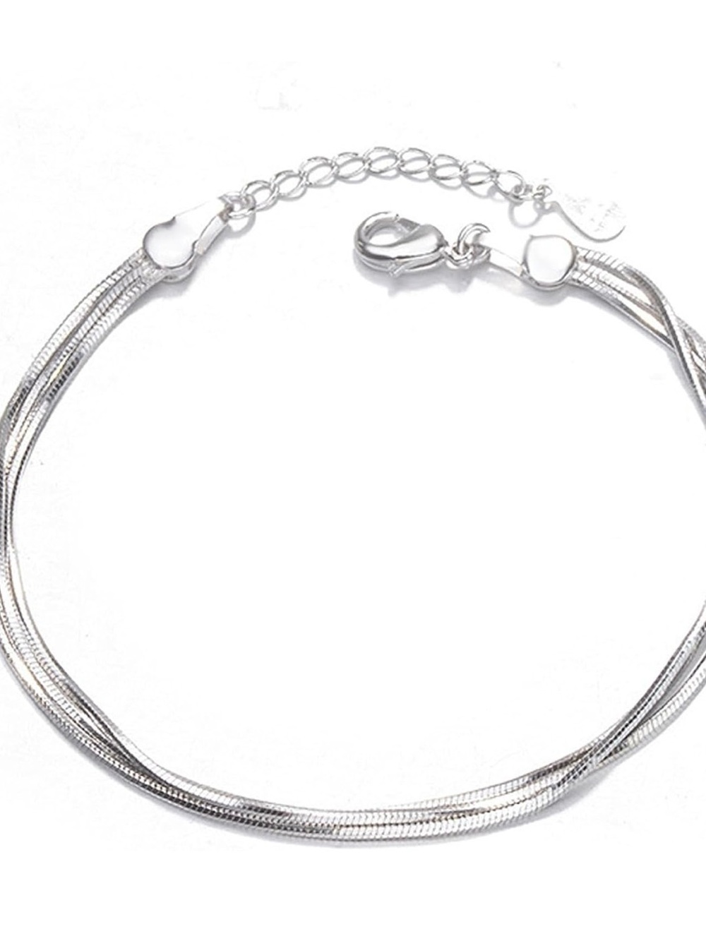 925 Sterling Silver Layered Heart Beaded Bracelet. NWT.